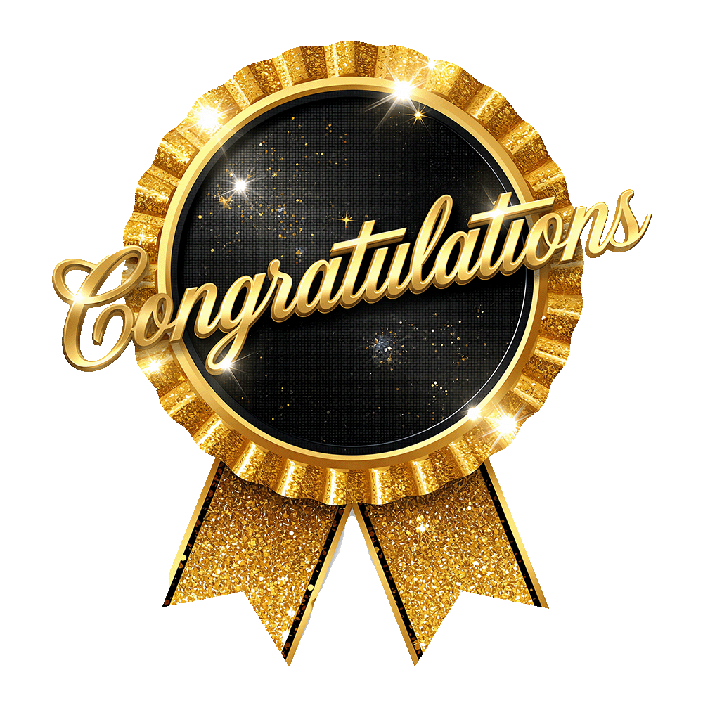 Congratulations PNG Gold Black Badge Transparent