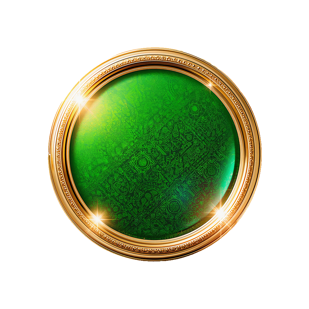 Green Circle Gold Frame PNG