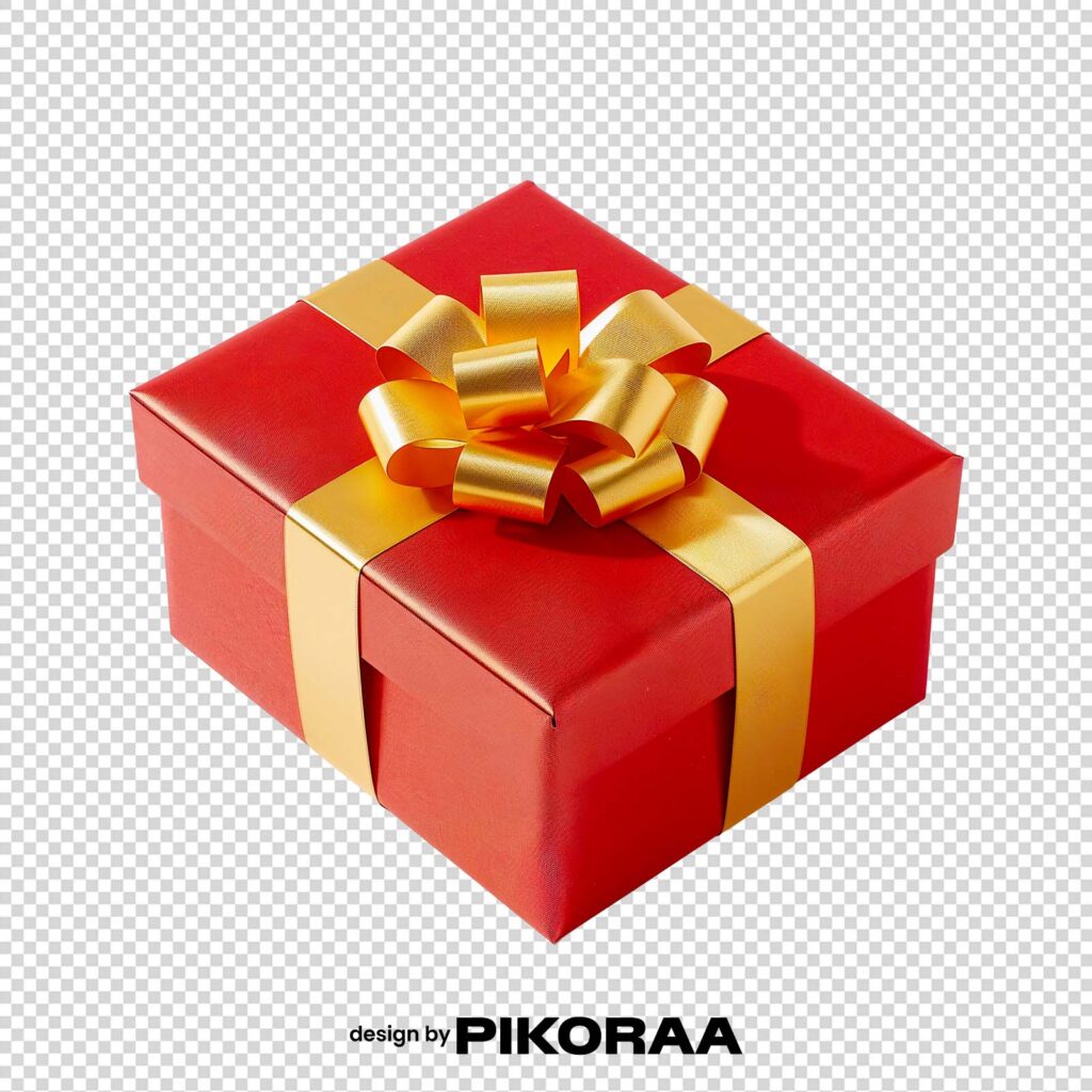 Red Gift Box with Golden Ribbon High-Quality PNG Free Download
