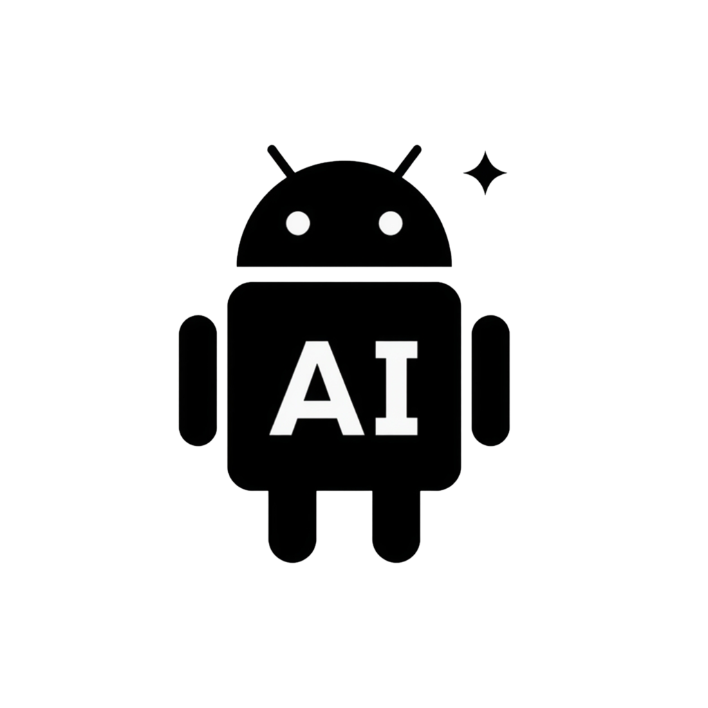 Android AI Robot Icon PNG – Minimal Black AI Logo Transparent