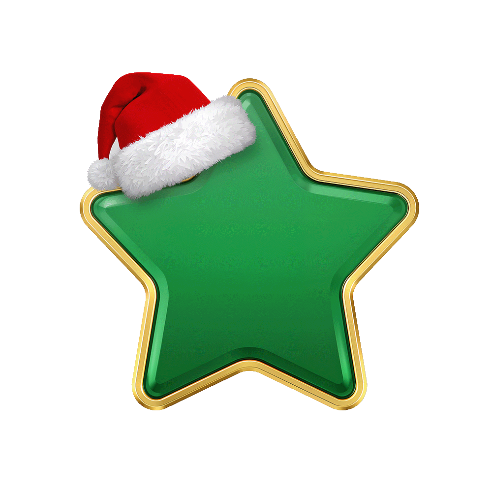 Christmas Star Badge PNG with Santa Hat