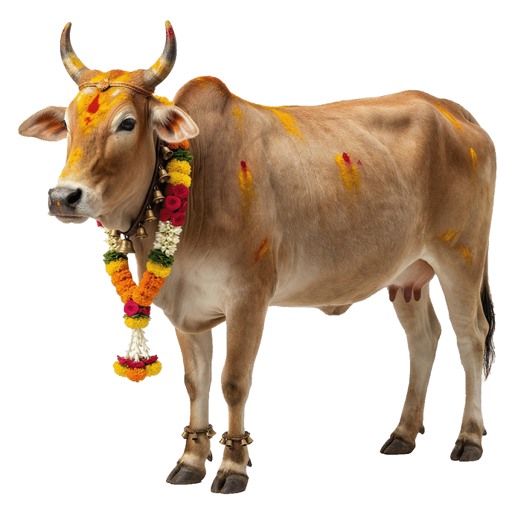 Decorated Indian Cow PNG Makar Sankranti