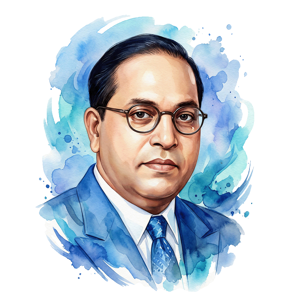 Dr. B. R. Ambedkar Watercolor Portrait PNG