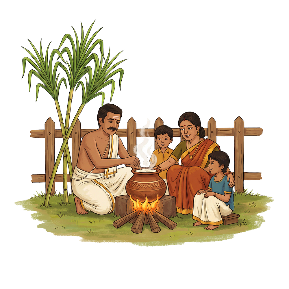 Pongal Festival Family Cooking PNG