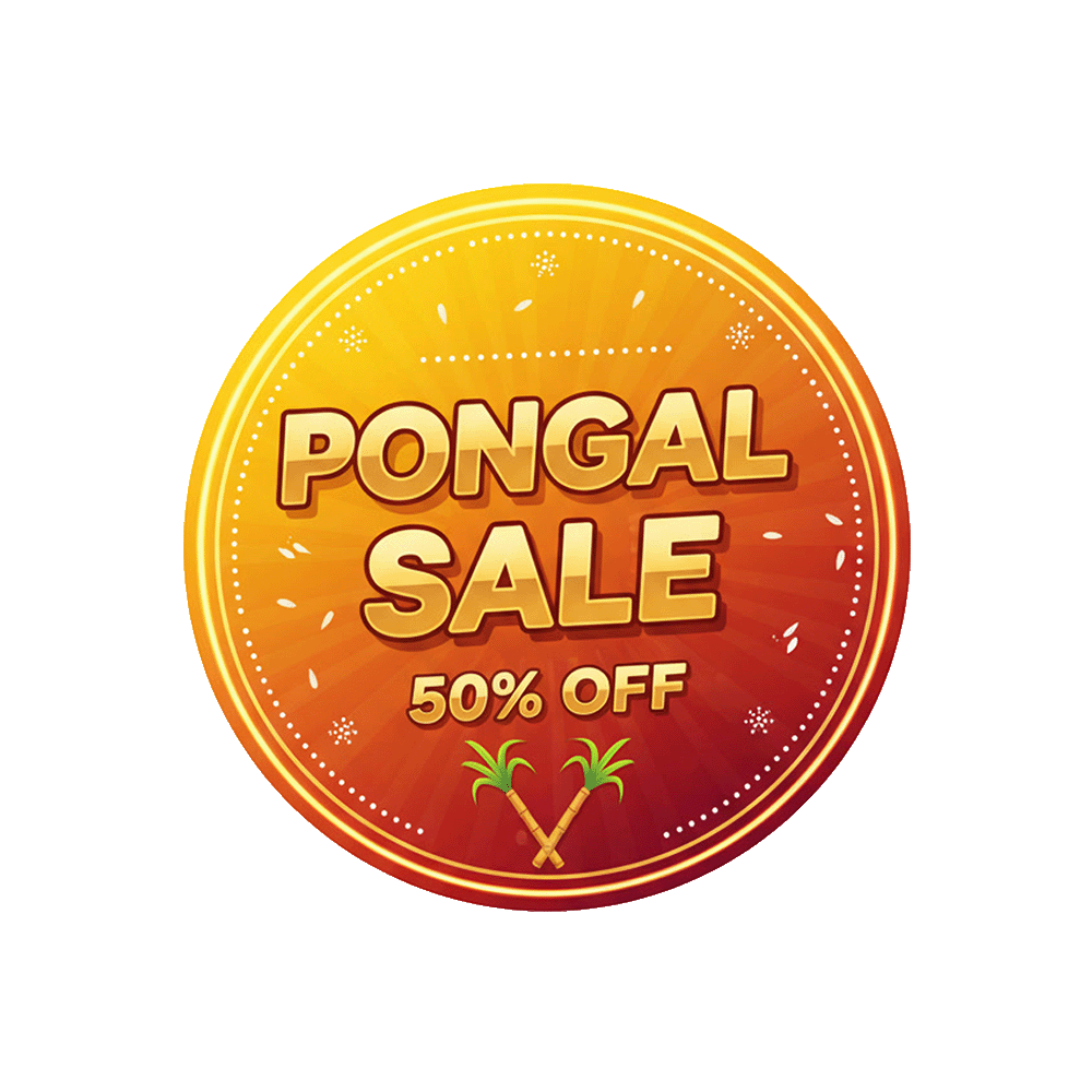 Pongal Sale 50% OFF Badge PNG – Festive Discount Sticker
