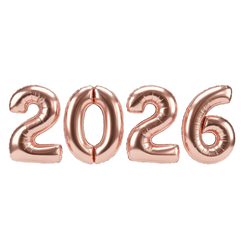 Rose Gold Balloon Numbers 2026 PNG