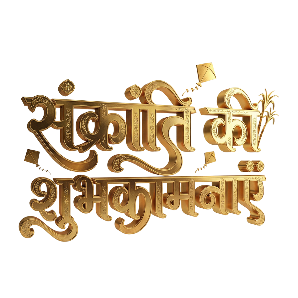 Sankranti Ki Shubhkamnaye in Hindi Gold Text PNG