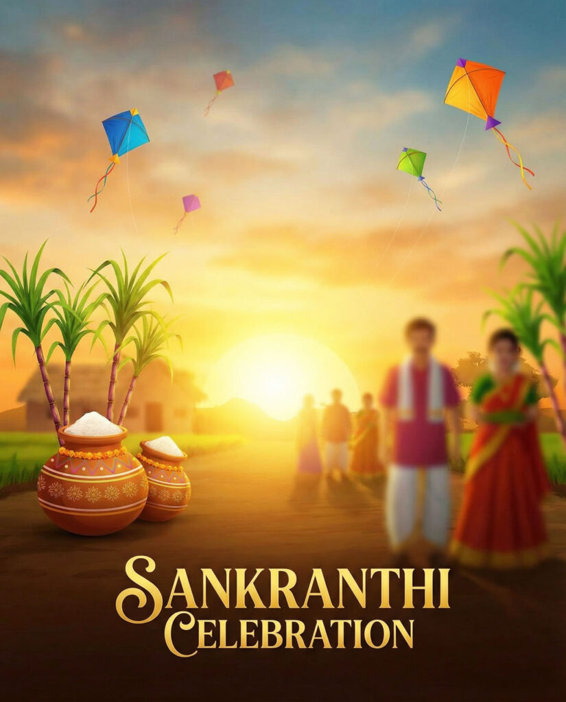 Sankranti Celebration Background, Sankranti Festival Background, Pongal Festival Background, Indian Harvest Festival Image, Sankranthi Village Scene, Kite Festival Background