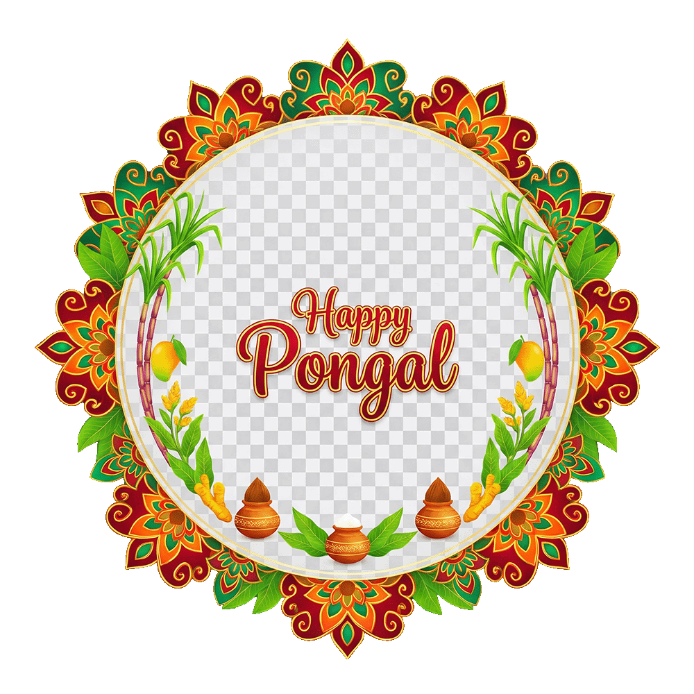 Happy Pongal Decorative Frame PNG
