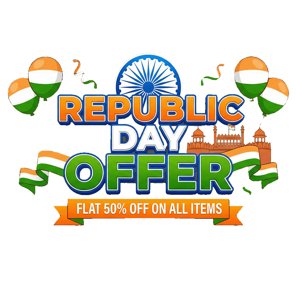 Republic Day Sale Offer PNG with 3D Typography