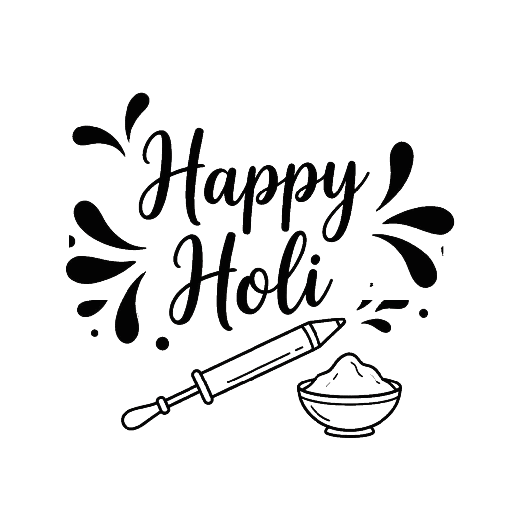Happy Holi Hand Lettering PNG