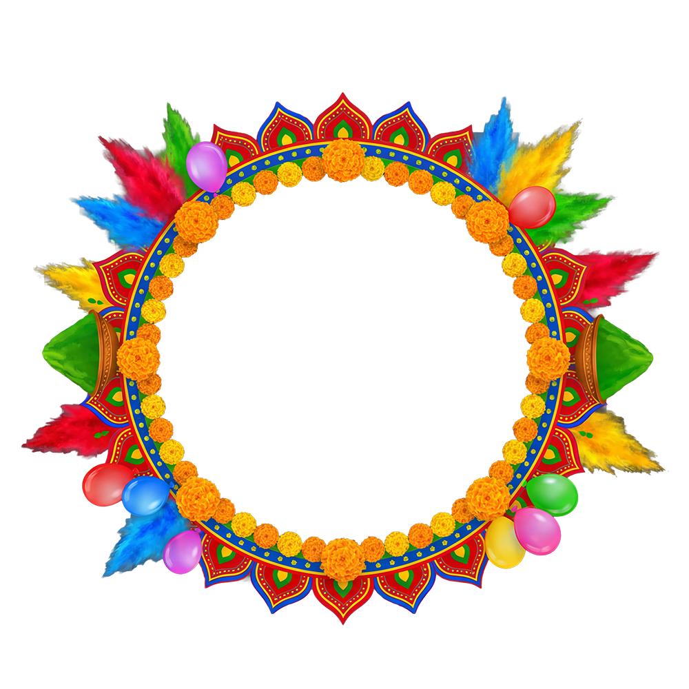 Holi Festival Circular Frame PNG