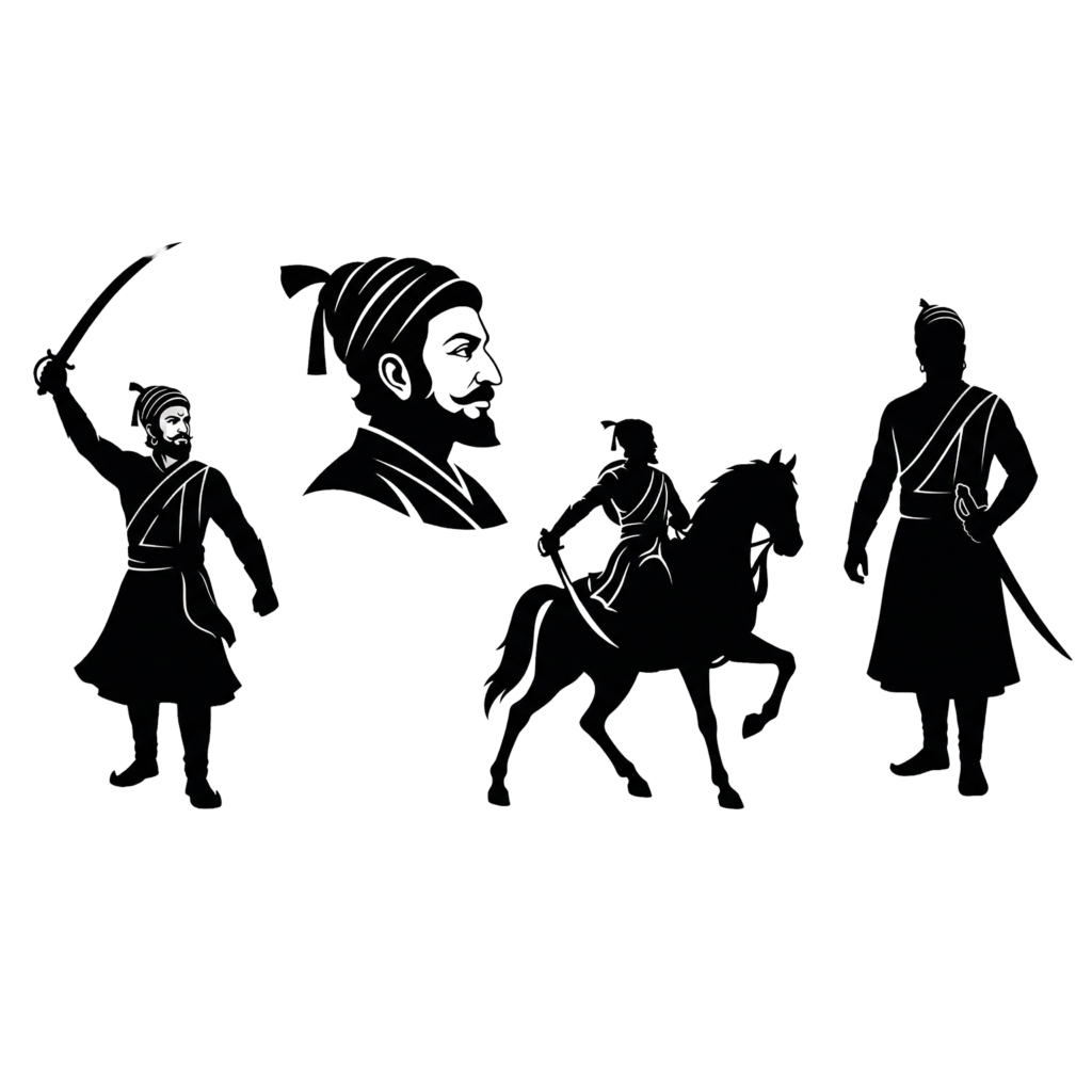 Shivaji Maharaj Silhouette PNG Collection 4 Warrior Poses PNG