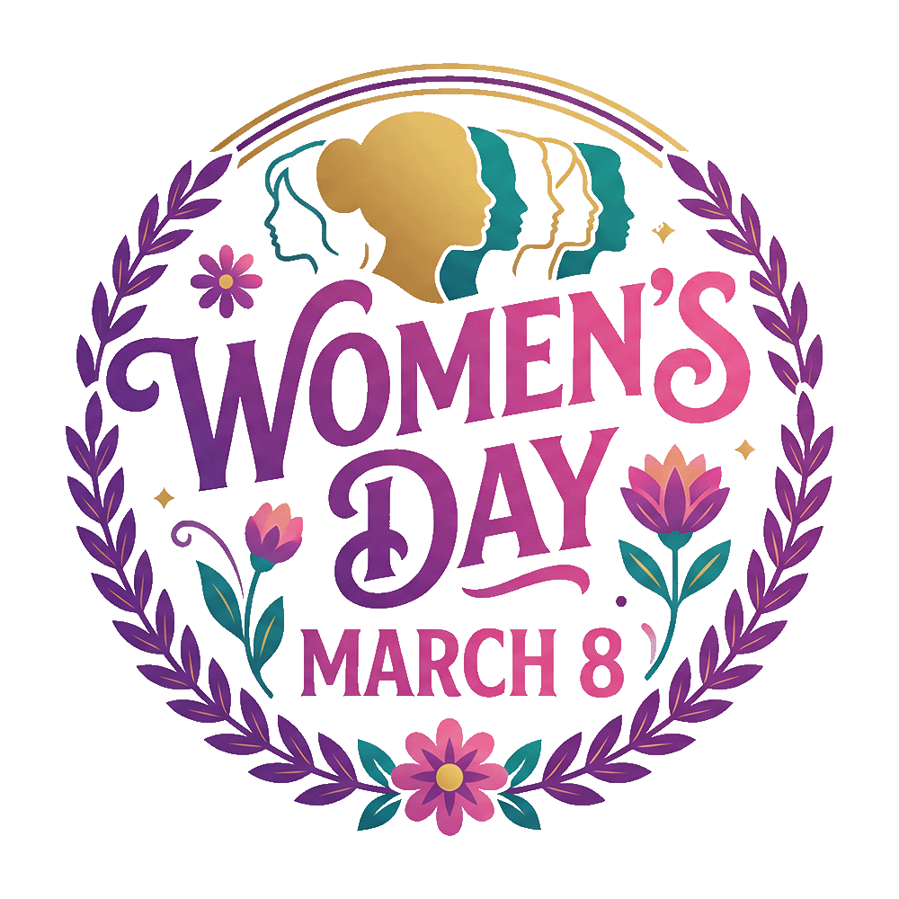 Women’s Day March 8 Floral Wreath PNG Design