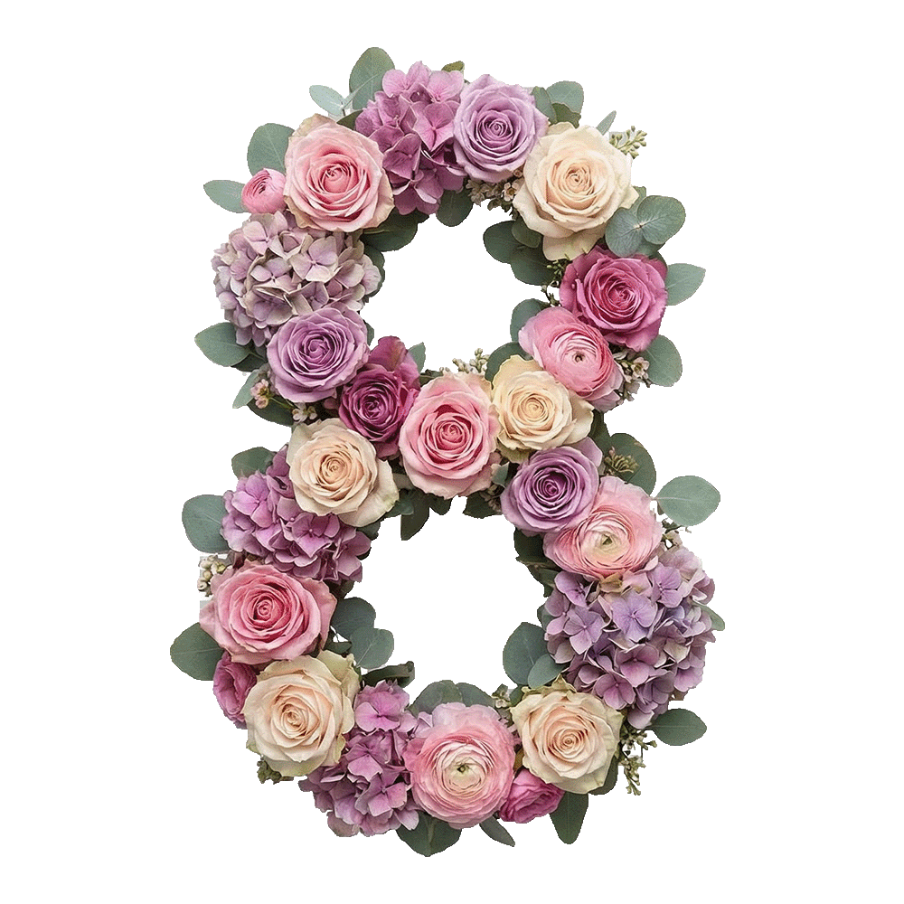 Floral Number 8 PNG – International Women’s Day Decoration