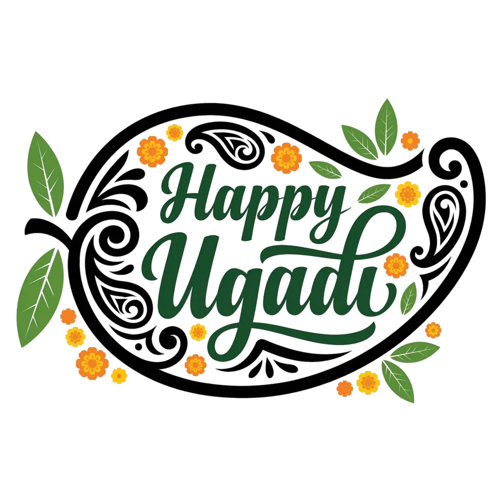 Happy Ugadi Decorative Paisley Logo PNG