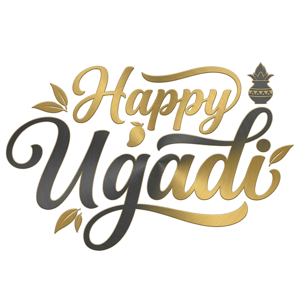 Happy Ugadi Golden Luxury Typography PNG