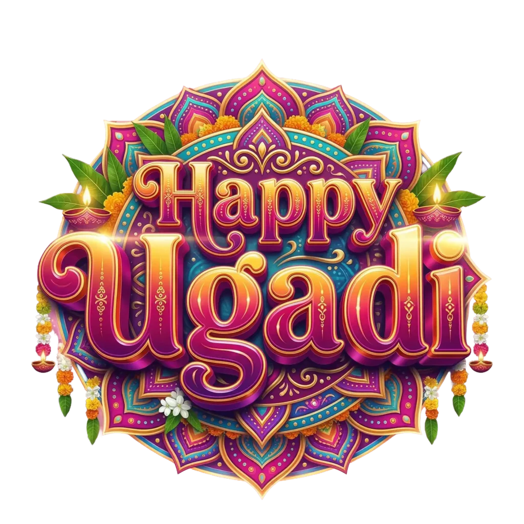 Happy Ugadi PNG 3D Festival Logo Text