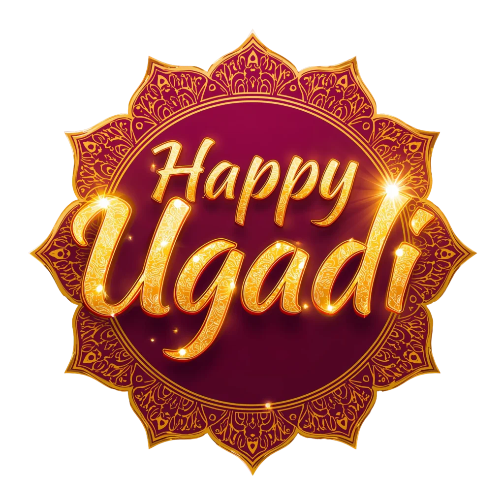 Happy Ugadi PNG Golden Festival Text PNG