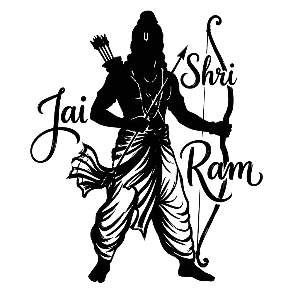 Jai Shri Ram PNG Text Logo with Rama Silhouette