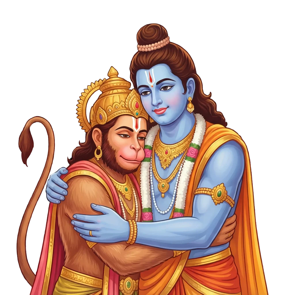 Lord Rama Hanuman Hug PNG