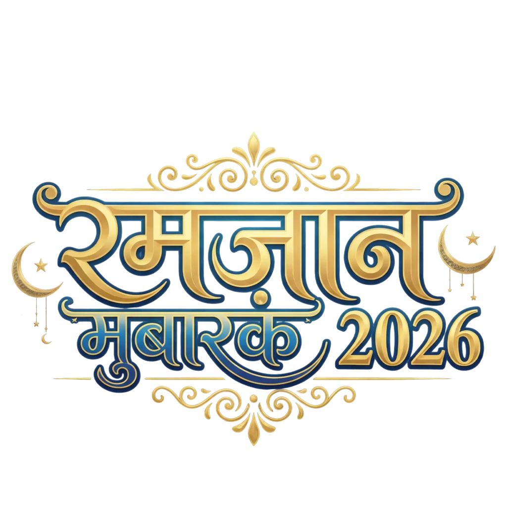 Ramzan Mubarak 2026 Hindi Typography PNG