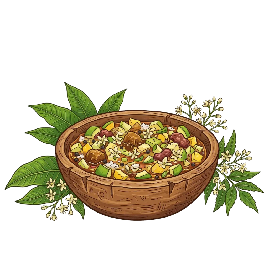 Ugadi Pachadi PNG Rustic Wooden Bowl png