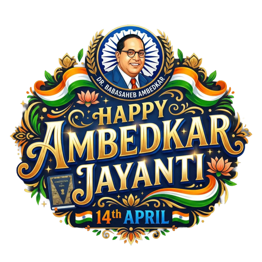 Happy Ambedkar Jayanti PNG – Premium Typography Design