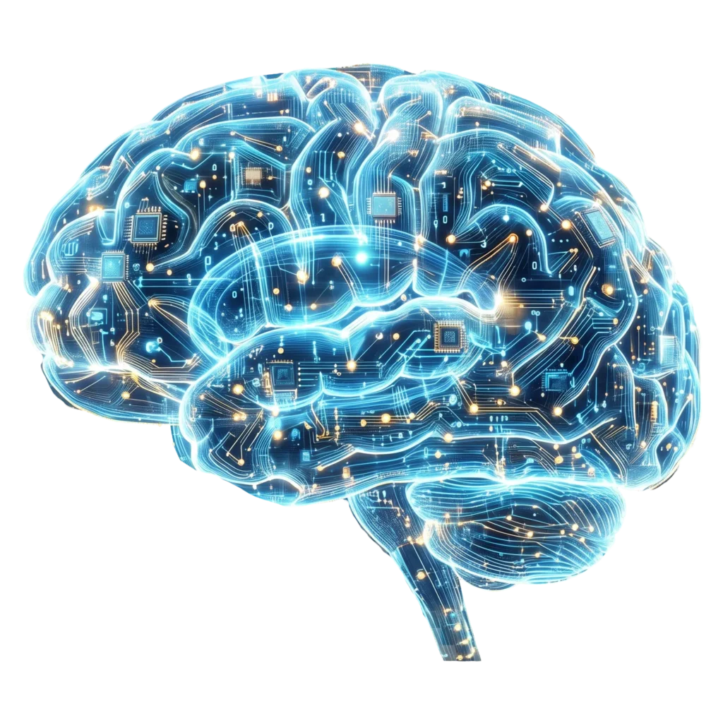 AI Digital Brain PNG – Futuristic Circuit Neural Brain Transparent Image