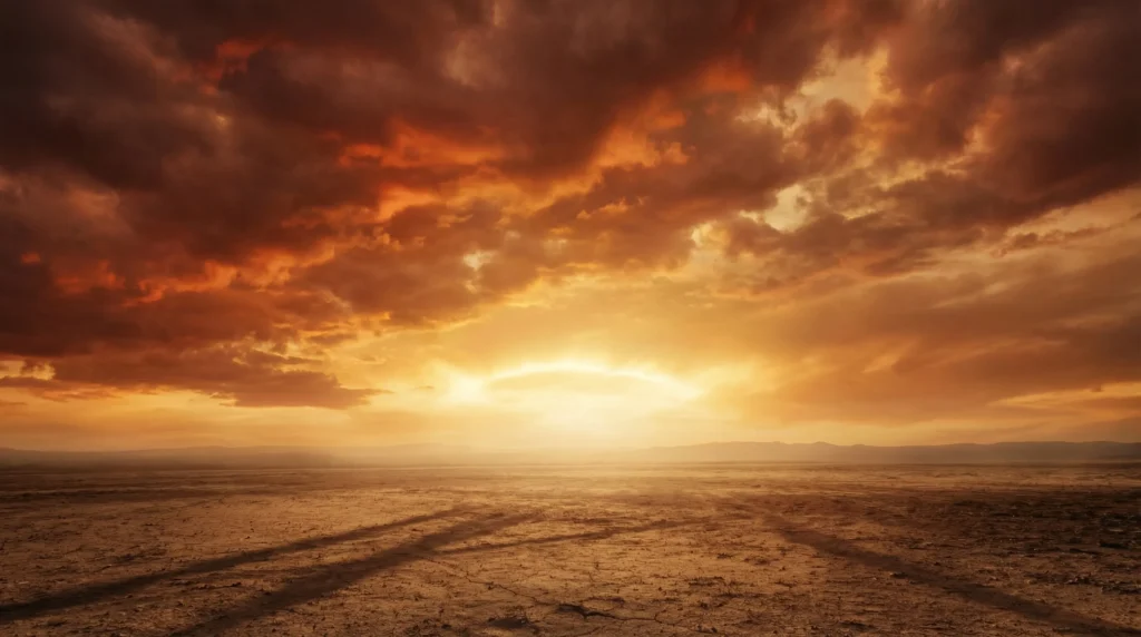 Cinematic Dramatic Sky Over Cracked Desert Landscape