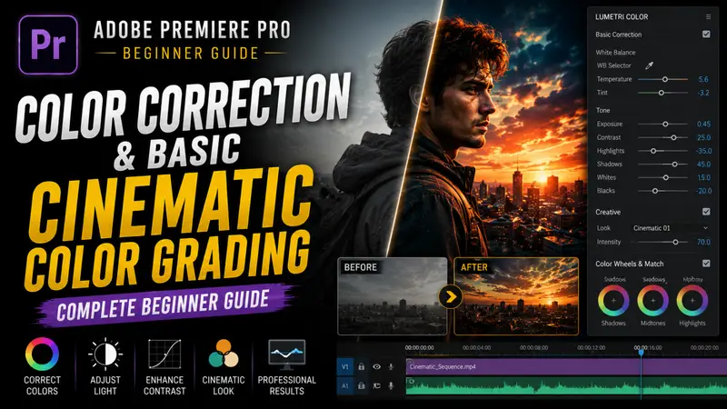 Adobe Premiere Pro Color Correction & Basic Cinematic Color Grading – Complete Beginner Guide
