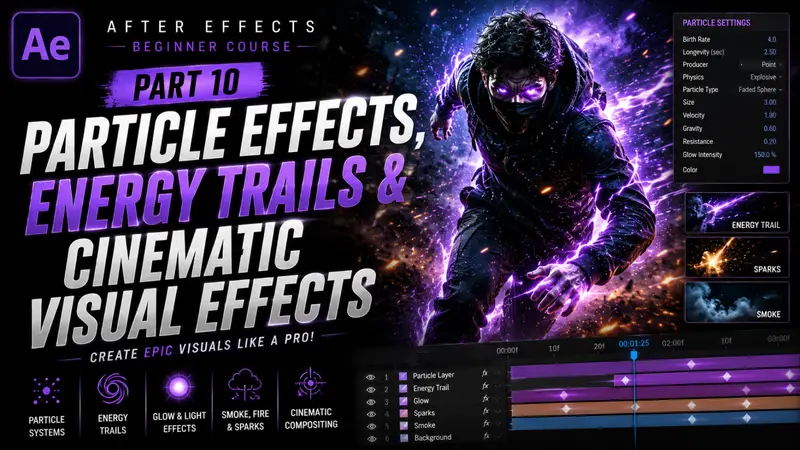 Adobe After Effects Beginner Course Part 10 – Particle Effects, Energy Trails & Cinematic Visual Effects Explained