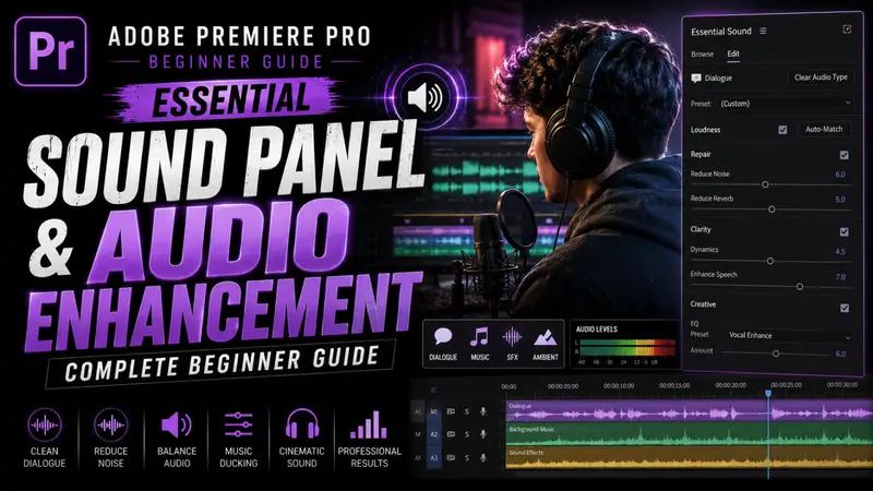 Adobe Premiere Pro Essential Sound Panel & Audio Enhancement – Complete Beginner Guide